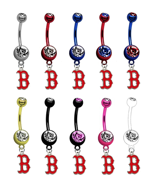 Boston Red Sox B Logo MLB Baseball Belly Button Navel Ring - Pick Your Color