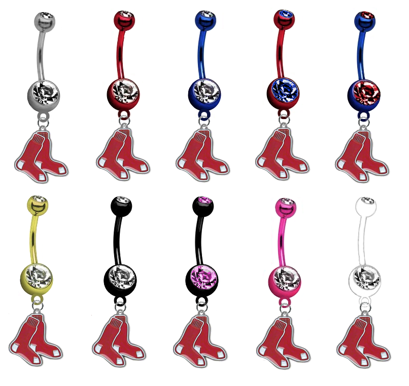 Boston Red Sox MLB Baseball Belly Button Navel Ring - Pick Your Color