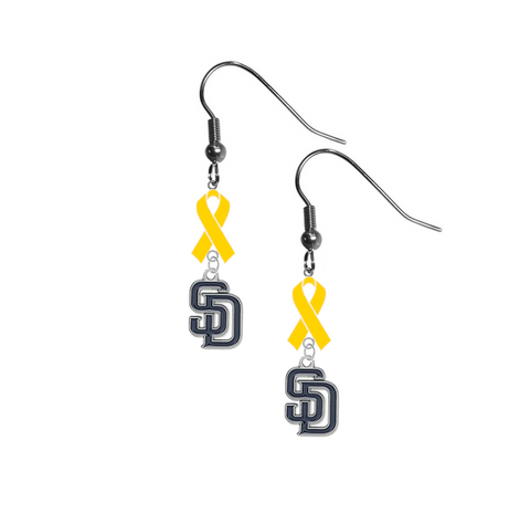 San Diego Padres MLB Childhood Cancer Awareness Yellow Ribbon Dangle Earrings