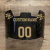 San Francisco 49ers Custom Name & Number Full Size Football Helmet Visor Shield Black Dark Tint w/ Clips - Gold