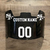 San Francisco 49ers Custom Name & Number Full Size Football Helmet Visor Shield Black Dark Tint w/ Clips - White