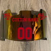 San Francisco 49ers Custom Name & Number Full Size Football Helmet Visor Shield Red Iridium Mirror w/ Clips - Red