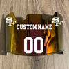 San Francisco 49ers Custom Name & Number Full Size Football Helmet Visor Shield Red Iridium Mirror w/ Clips - White