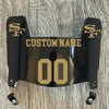 San Francisco 49ers Custom Name & Number Mini Football Helmet Visor Shield Black Dark Tint w/ Clips - Metallic Gold