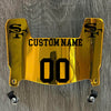 San Francisco 49ers Custom Name & Number Mini Football Helmet Visor Shield Gold Chrome Mirror w/ Clips - Black