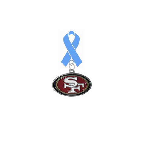 San Francisco 49ers NFL Prostate Cancer Awareness / Fathers Day Light Blue Ribbon Lapel Pin