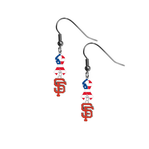 San Francisco Giants MLB USA American Flag Ribbon Dangle Earrings