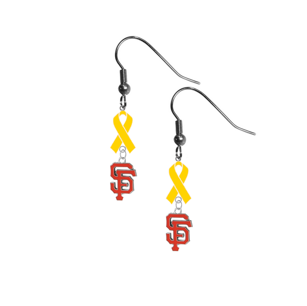 San Francisco Giants MLB Childhood Cancer Awareness Yellow Ribbon Dangle Earrings