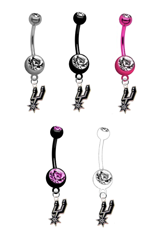 San Antonio Spurs NBA Basketball Belly Button Navel Ring - Pick Your Color