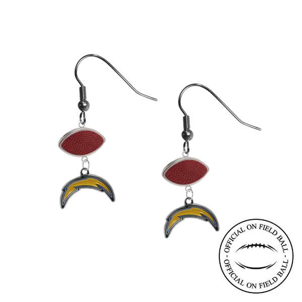 Los Angeles Chargers NFL Authentic Official On Field Leather Football Dangle Earrings