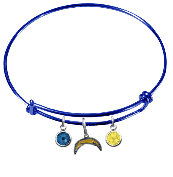 Los Angeles Chargers Blue NFL Expandable Wire Bangle Charm Bracelet