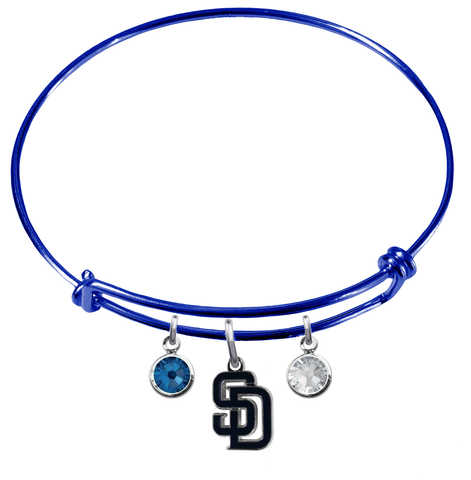 San Diego Padres Blue MLB Expandable Wire Bangle Charm Bracelet