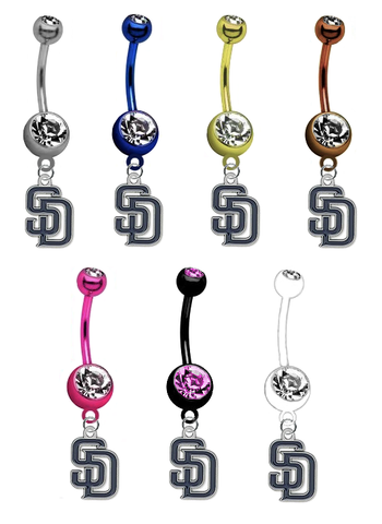 San Diego Padres MLB Baseball Belly Button Navel Ring - Pick Your Color