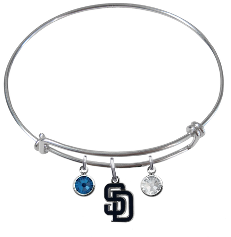 San Diego Padres MLB Expandable Wire Bangle Charm Bracelet