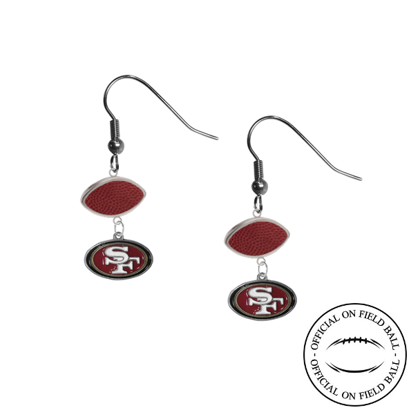 San Francisco 49ers NFL Authentic Official On Field Leather Football Dangle Earrings