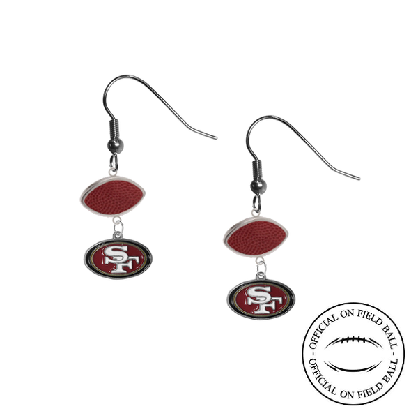 San Francisco 49ers NFL Authentic Official On Field Leather Football Dangle Earrings