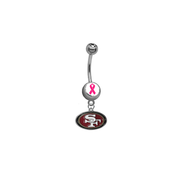 San Francisco 49ers Breast Cancer Awareness NFL Football Belly Button Navel Ring