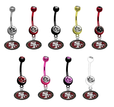 San Francisco 49ers NFL Football Belly Button Navel Ring - Pick Your Color