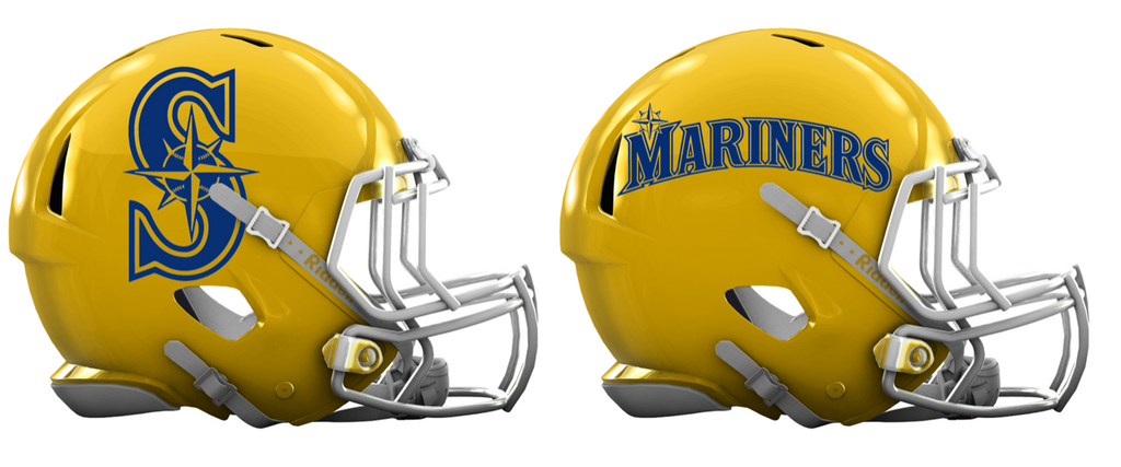 Seattle Mariners Custom Concept Yellow Mini Riddell Speed Football Helmet