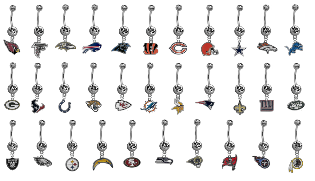 Pick Your Team - NFL Football Belly Button Navel Ring - SportsJewelryProShop