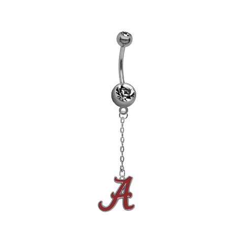 Alabama Crimson Tide Dangle Chain Belly Button Navel Ring