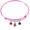 Wisconsin Badgers Mascot Logo PINK Expandable Wire Bangle Charm Bracelet