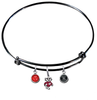 Wisconsin Badgers Mascot Logo BLACK Expandable Wire Bangle Charm Bracelet