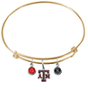 Texas A&M Aggies GOLD Expandable Wire Bangle Charm Bracelet