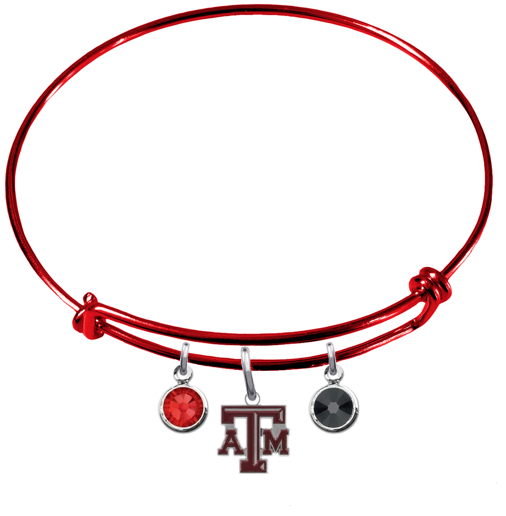 Texas A&M Aggies RED Expandable Wire Bangle Charm Bracelet