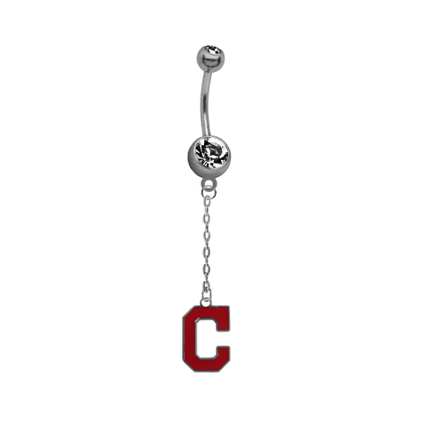 Cleveland Indians C Logo Dangle Chain Belly Button Navel Ring