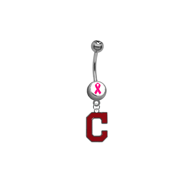 Cleveland Indians C Logo Breast Cancer Awareness Belly Button Navel Ring
