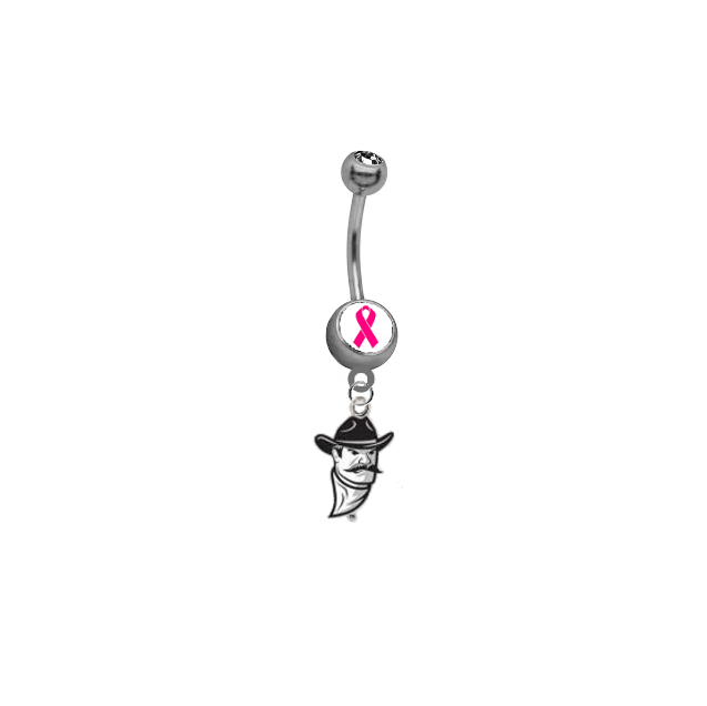 New Mexico State Aggies Breast Cancer Awareness Belly Button Navel Ring
