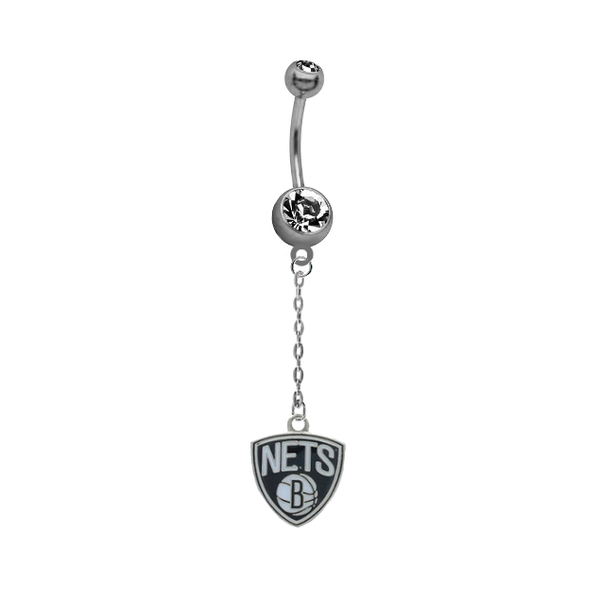Brooklyn Nets Chain NBA Basketball Belly Button Navel Ring