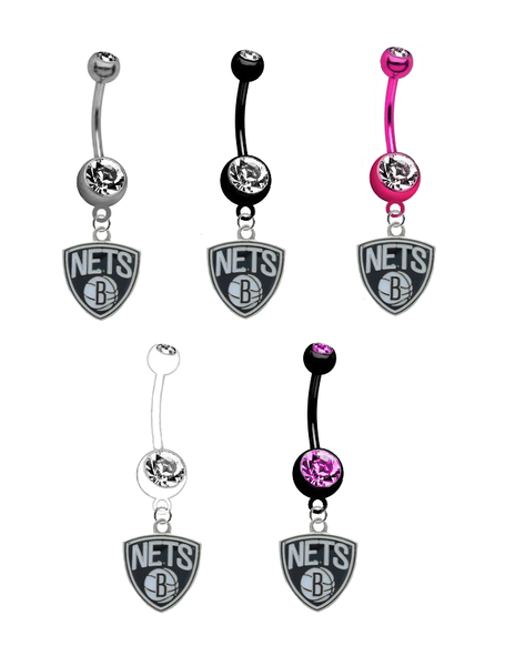 Brooklyn Nets NBA Basketball Belly Button Navel Ring - Pick Your Color