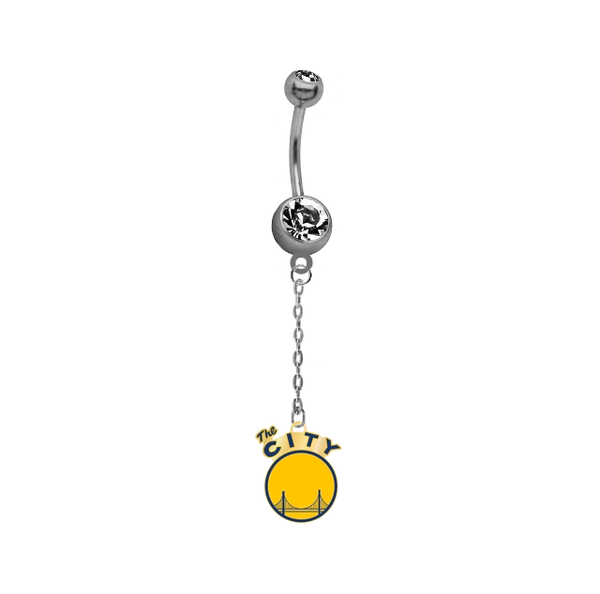 Golden State Warriors Style 2 Chain NBA Basketball Belly Button Navel Ring