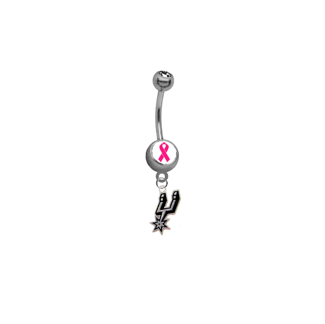 San Antonio Spurs Breast Cancer Awareness NBA Basketball Belly Button Navel Ring