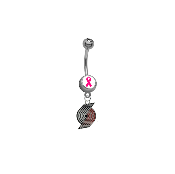 Portland Trail Blazers Breast Cancer Awareness NBA Basketball Belly Button Navel Ring