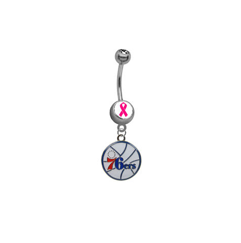 Philadelphia 76ers Breast Cancer Awareness NBA Basketball Belly Button Navel Ring