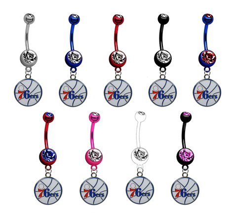 Philadelphia 76ers NBA Basketball Belly Button Navel Ring - Pick Your Color