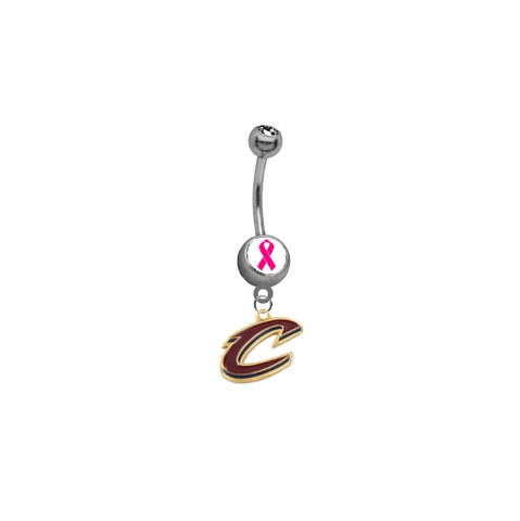 Cleveland Cavaliers Style 2 Breast Cancer Awareness NBA Basketball Belly Button Navel Ring