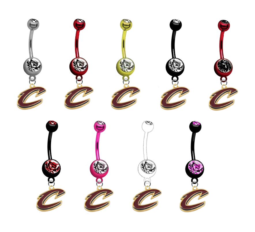 Cleveland Cavaliers Style 2 NBA Basketball Belly Button Navel Ring - Pick Your Color