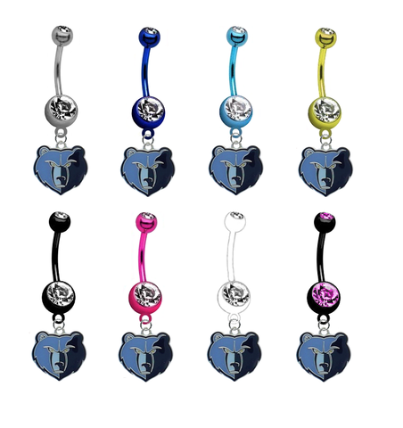 Memphis Grizzlies NBA Basketball Belly Button Navel Ring - Pick Your Color