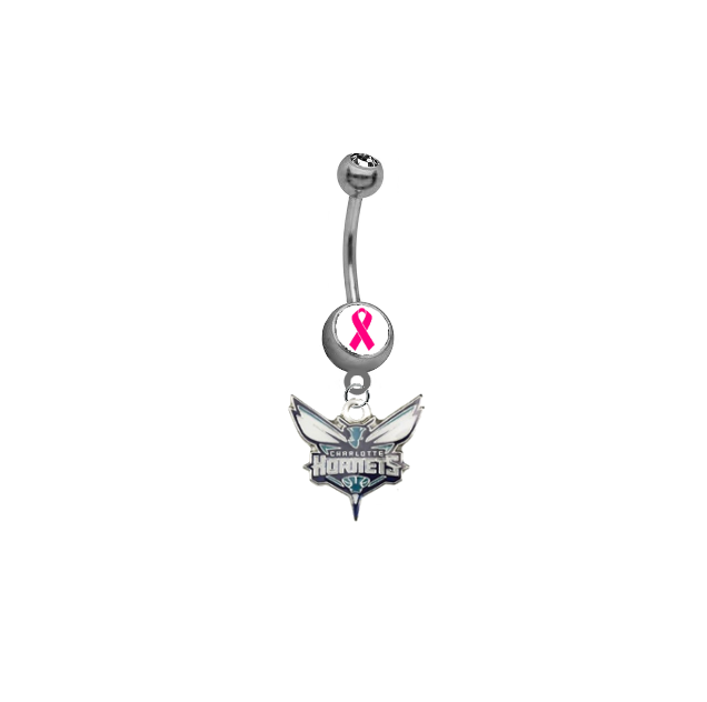 Charlotte Hornets Breast Cancer Awareness NBA Basketball Belly Button Navel Ring