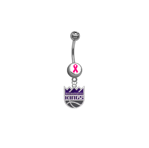 Sacramento Kings Breast Cancer Awareness NBA Basketball Belly Button Navel Ring