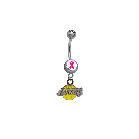 Los Angeles Lakers Breast Cancer Awareness NBA Basketball Belly Button Navel Ring