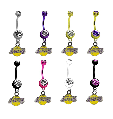 Los Angeles Lakers NBA Basketball Belly Button Navel Ring - Pick Your Color