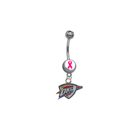 Oklahoma City Thunder Breast Cancer Awareness NBA Basketball Belly Button Navel Ring