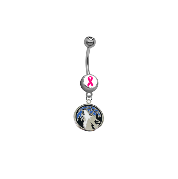 Minnesota Timberwolves Breast Cancer Awareness NBA Basketball Belly Button Navel Ring