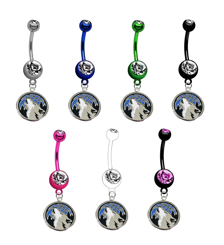 Minnesota Timberwolves NBA Basketball Belly Button Navel Ring - Pick Your Color