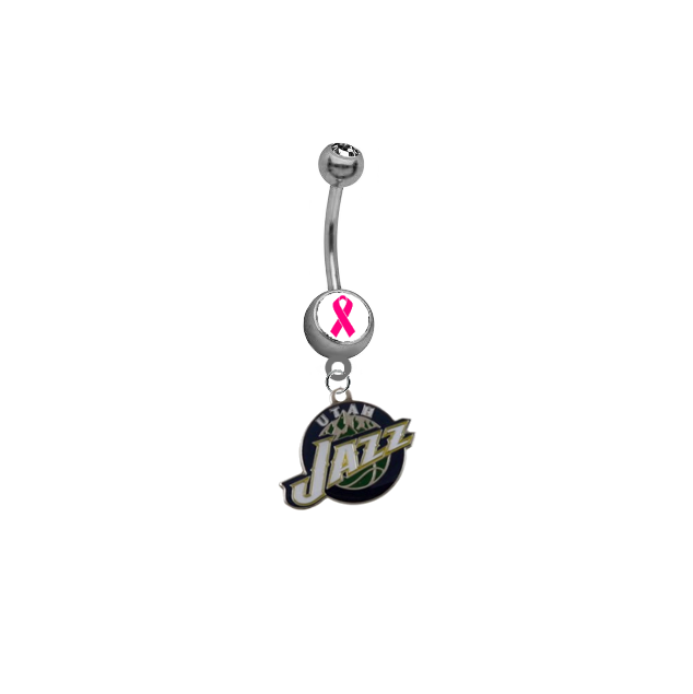 Utah Jazz Breast Cancer Awareness NBA Basketball Belly Button Navel Ring